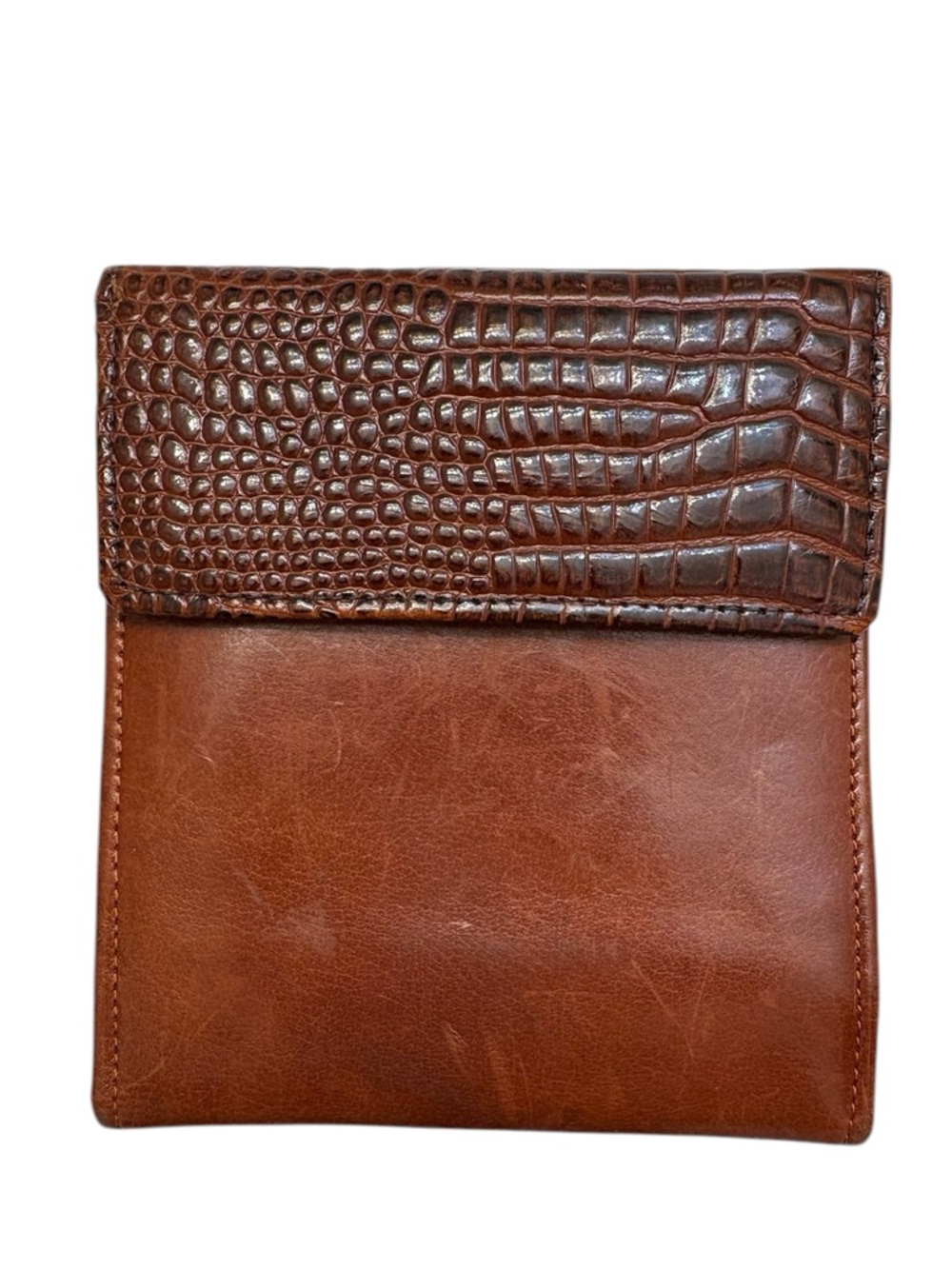 Tusk brown embossed and smooth leather clutch wallet